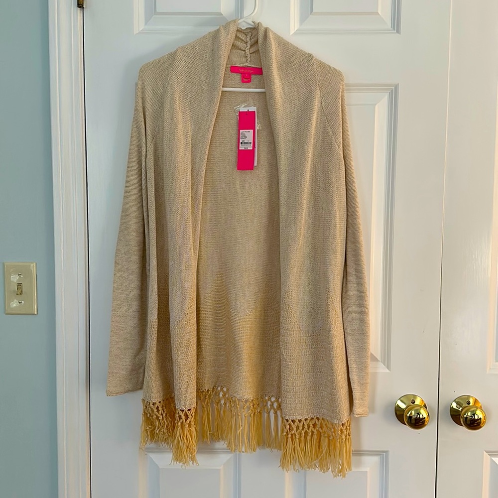 Lilly Pulitzer Tatum Cardigan, Size Small, Gold Metallic, New With Tags